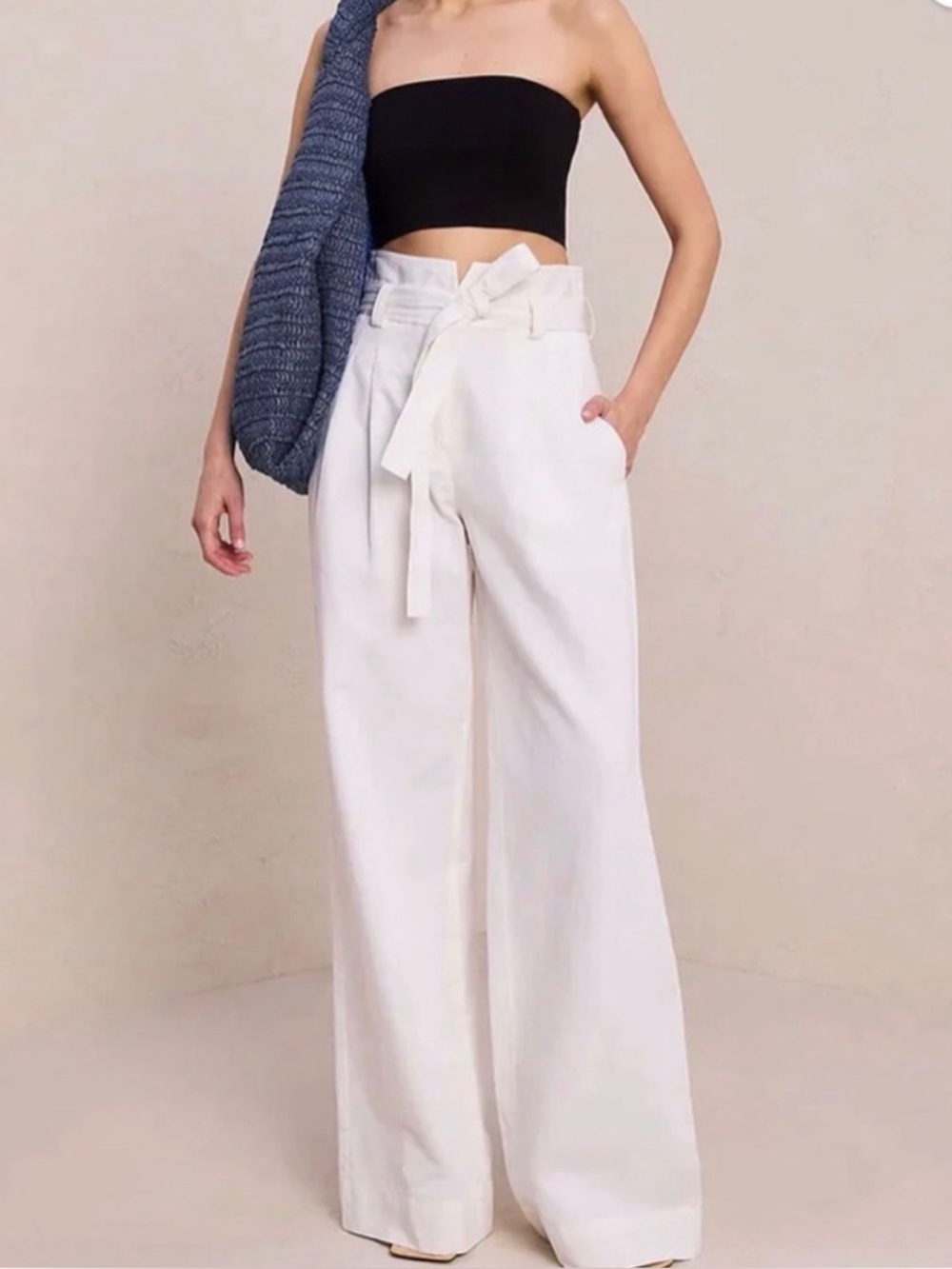 A.L.C. Emily Off White Wide Leg Belted Pants Size 10 NWT